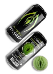 Masturbateur masculin en forme de vagin vert dans une canette monster