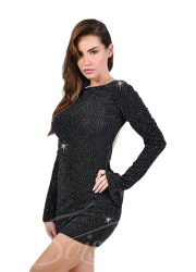 Détails scintillants et coupe ajustée de la robe noire - Sophie Libertine Vannes