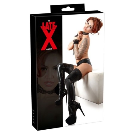 Bas fetish à porter avec porte-jarretelles - Lingerie latex élégante et ultra sexy