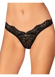 Lingerie sexy en dentelle noire - Forme tanga avec de la dentelle sur les fesses