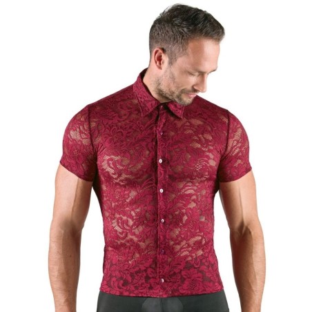 Chemise en dentelle rouge bordeaux - En vente chez Sophie Libertine Vannes