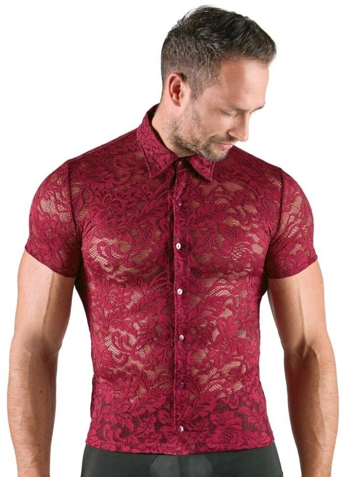 Chemise en dentelle rouge bordeaux - En vente chez Sophie Libertine Vannes
