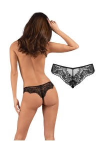 Lingerie coquine pour petit budget string sexy en dentelle noire en vente chez Sophie Libertine Vannes