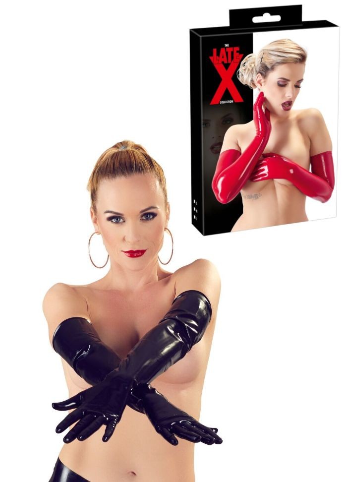 Gants en latex noir ou rouge en vente chez Sophie Libertine Vannes
