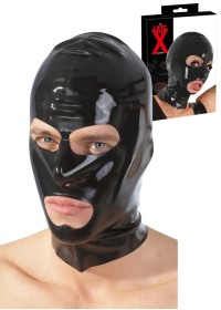 Cagoule mixte en latex noir pour femme ou homme - Sophie Libertine Vannes