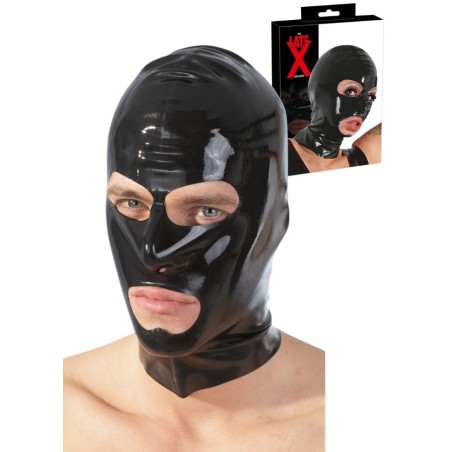 Cagoule mixte en latex noir pour femme ou homme - Sophie Libertine Vannes