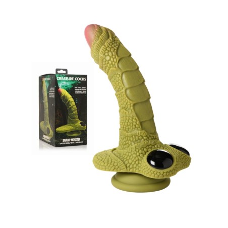 Gode ventouse original avec une forme de monstre vert avec des écailles - Sophie Libertine Vannes