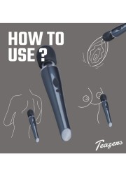 Vibromasseur noir à vibrations intenses - Baguette vibrante stimulation externe