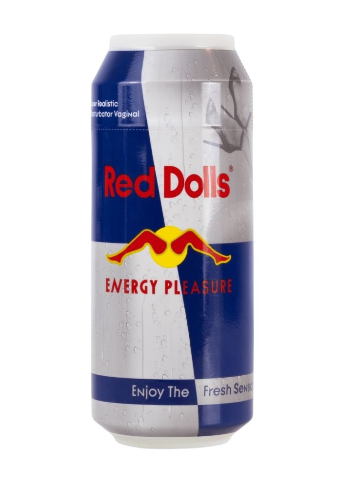 Masturbateur masculin Alive Red Dolls présenté sous forme de canette discrète.