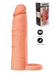 Gaine pénis en silicone touché réaliste avec anneau maintien pour sécuriser le port