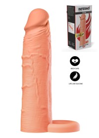 Gaine pénis en silicone touché réaliste avec anneau maintien pour sécuriser le port