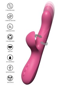 Vibromasseur style rabiit en silicone rose - Vibrations, va-et-vient et rotation Sophie Libertine Vannes