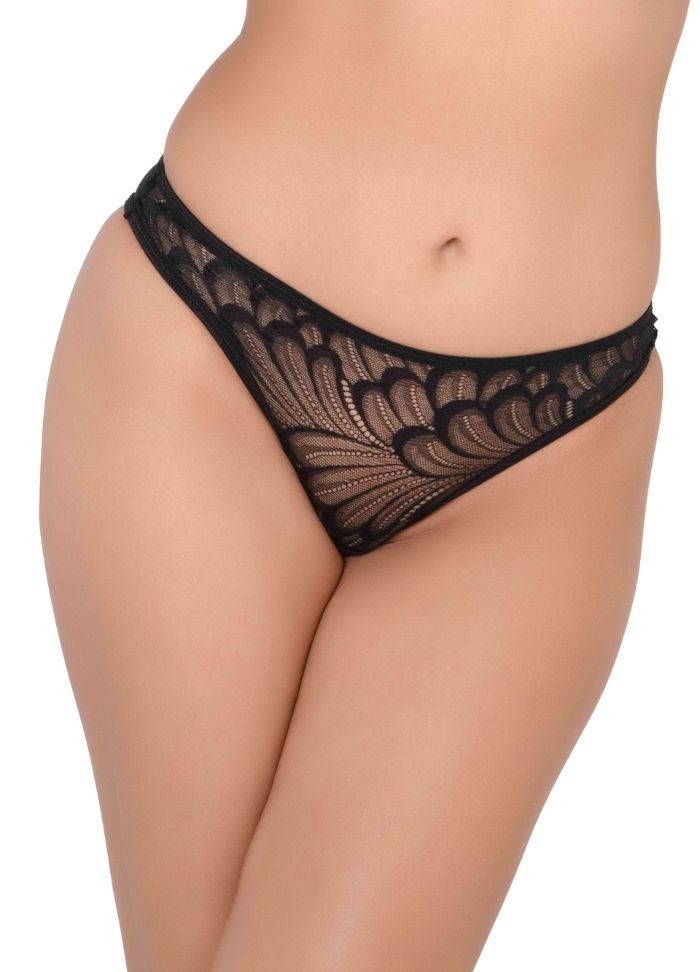String tanga coquin en tulle et dentelle noire pour femme en vente à la boutique Sophie Libertine Vannes