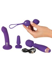 Coffret cadeaux de sextoys féminin - baguette vibrante, boules de geisha, gode pénétrant et un plug anal