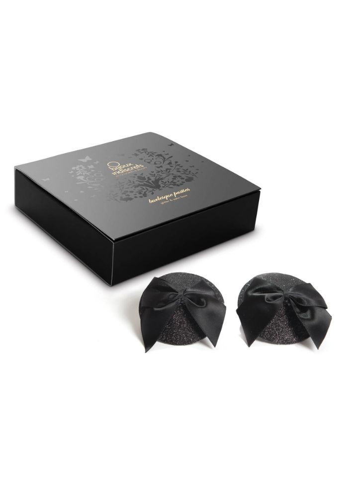 Nippies décoration pour seins - forme ronde avec un nœud en ruban de satin - Sophie Libertine Vannes