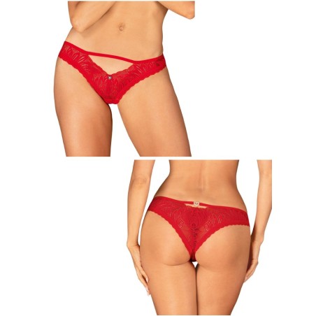 Lingerie chic et sexy pour femme - Tanga sexy en dentelle rouge - Sophie Libertine