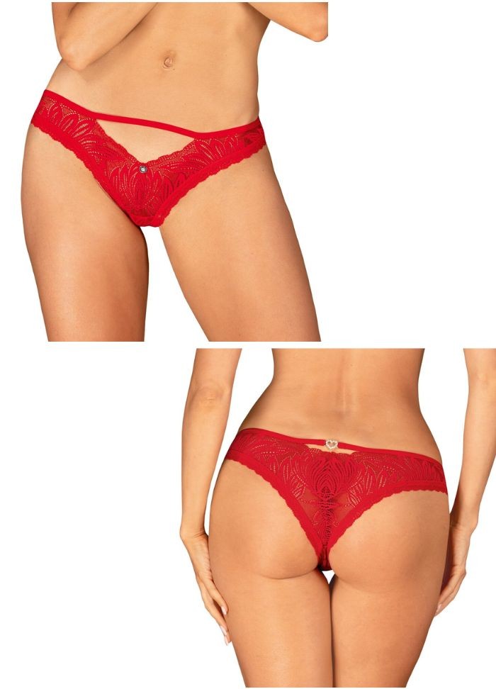 Lingerie chic et sexy pour femme - Tanga sexy en dentelle rouge - Sophie Libertine