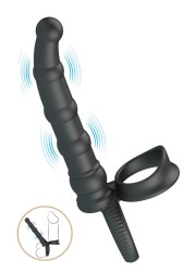 Perles anales pénétrante pour couple avec anneaux de maintien à mettre sous le pénis