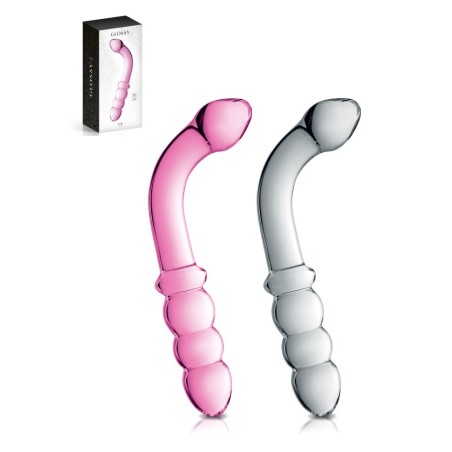 Gode en verre Glass Dildo Clear Curve rose transparent