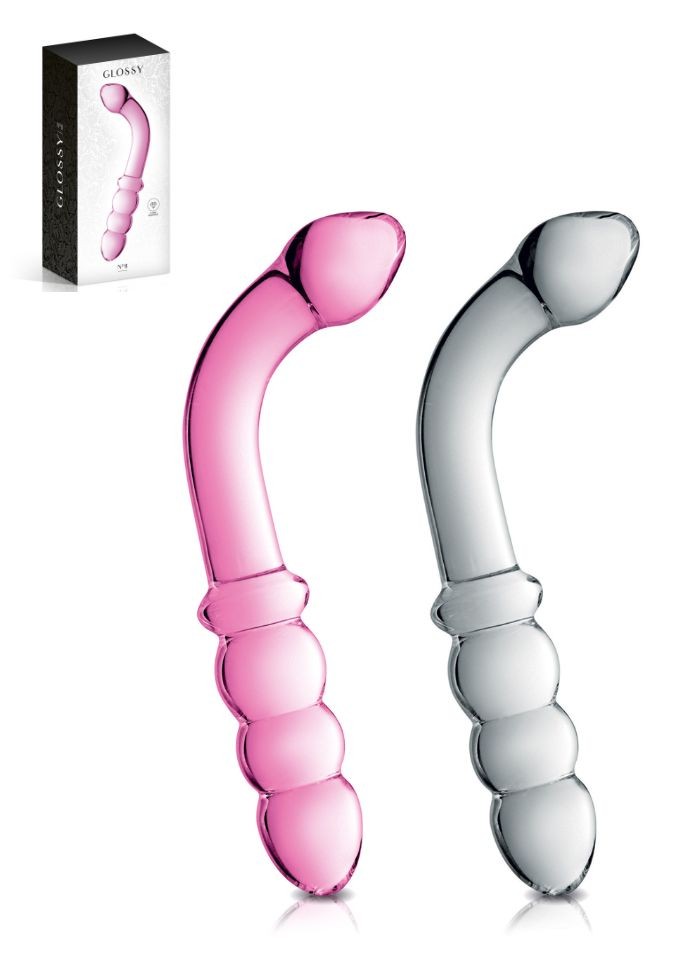 Gode en verre Glass Dildo Clear Curve rose transparent