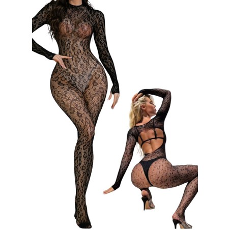 Combinaison sexy fermé entre les jambes - motif léopard - Sophie Libertine Vannes