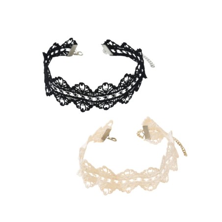 Collier ras de cou en broderie noir ou blanc - Sophie Libertine Vannes Sexshop