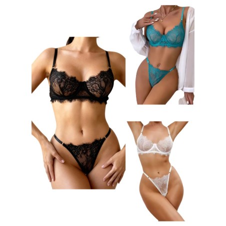 Lingerie coquine pour femme en dentelle noire, blanche ou turquoise - Sophie Libertine Vannes
