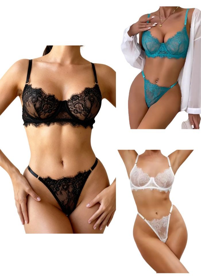 Lingerie coquine pour femme en dentelle noire, blanche ou turquoise - Sophie Libertine Vannes