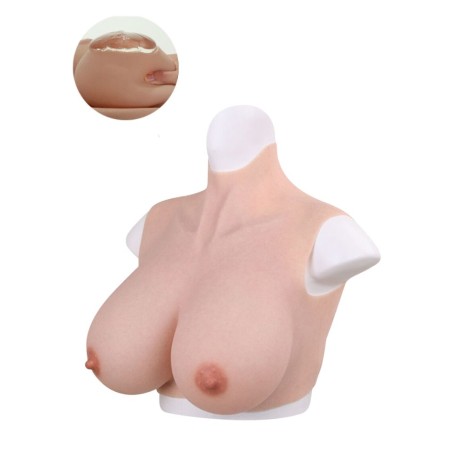 Bustier en silicone chair couleur peau claire - Poitrine intérieur silicone - Taille B, C ou D.