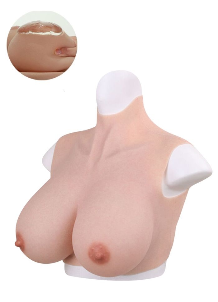 Bustier en silicone chair couleur peau claire - Poitrine intérieur silicone - Taille B, C ou D.