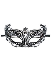 Très joli masque en métal noir avec lien en ruban - Love Store Sophie Libertine Vannes
