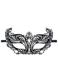 Très joli masque en métal noir avec lien en ruban - Love Store Sophie Libertine Vannes