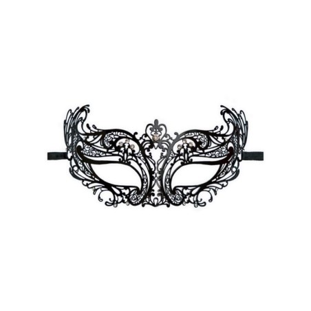 Très joli masque en métal noir avec lien en ruban - Love Store Sophie Libertine Vannes