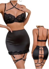 Ensemble de lingerie coquine pour femme  avec collier ras de cou amovible - Lingerie petit prix Sophie Libertine