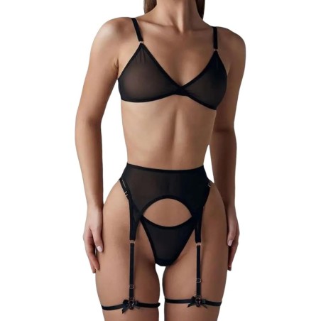 Lingerie coquine pour femme a petit prix en tulle noir transparent Sophie Libertine Vannes
