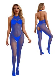 Lingerie coquine pour femme en résille bleu électrique - Sophie Libertine Vannes