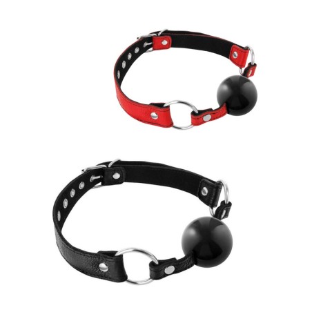 Bâillon bouche en forme de boule en silicone avec sangles en cuir - Sophie Libertine