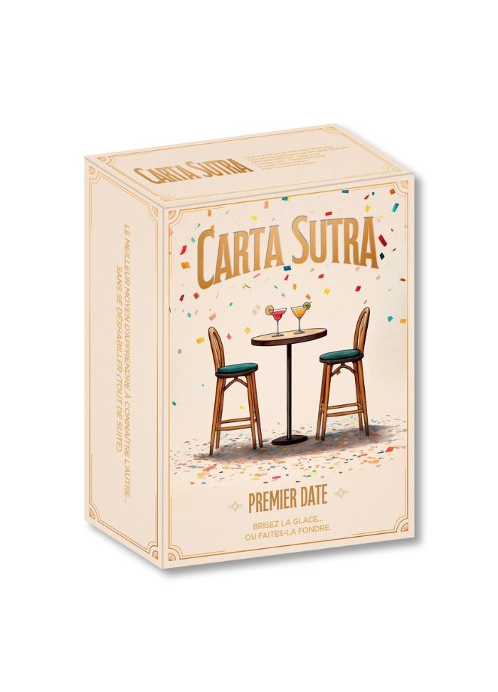 Boîte du jeu Carta Sutra Premier Date :
Un design élégant et complice, parfait pour offrir ou s’offrir.