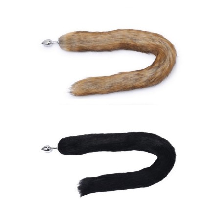 Plug anal M 3.3cm Longue queue de renard 70 cm noir-roux