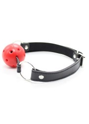 Bâillon boule classique noir et rouge pour une séance bdsm - Sophie Libertine Vannes