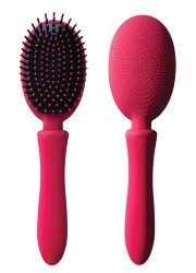 Brosse à cheveux rose fuchsia et noire qui vibre pour un plaisir dissimilé et discret - Sophie Libertine