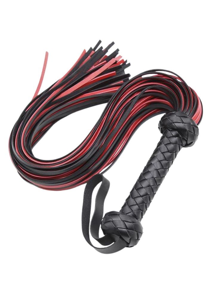 Martinet noir et rouge accessoire BDSM conçu pour les jeux d'impact - Sophie Libertine Vannes