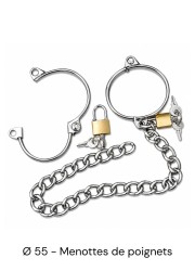 Menottes en metal pour jeux bdsm - taille femme menottes avec cadenas - Sophie Libertine Morbihan